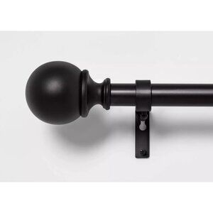 Threshold Matte Black Expandable Ball End Curtain Rod 66" to 120" Long ROD ONLY